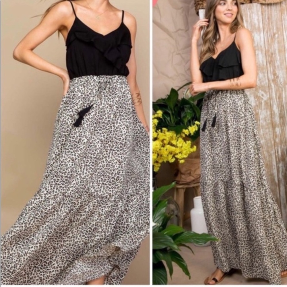 ADJUSTABLE STRAPS LEOPARD PRINT MAXIDRESS - Picture 3 of 6